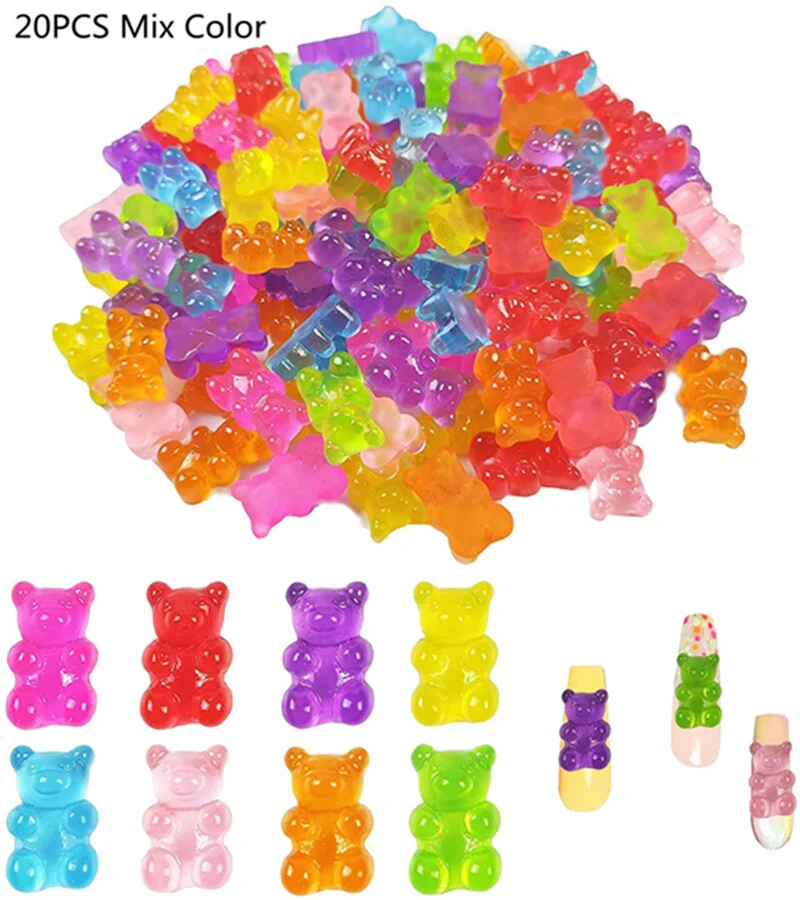 Kawaii Beauty/Bufferfly/Slime Resin Gummy Bear Nail Art Resin 3D Nail Charms Rhinestone Decoration Manicure Accessories Supplies - Image 30
