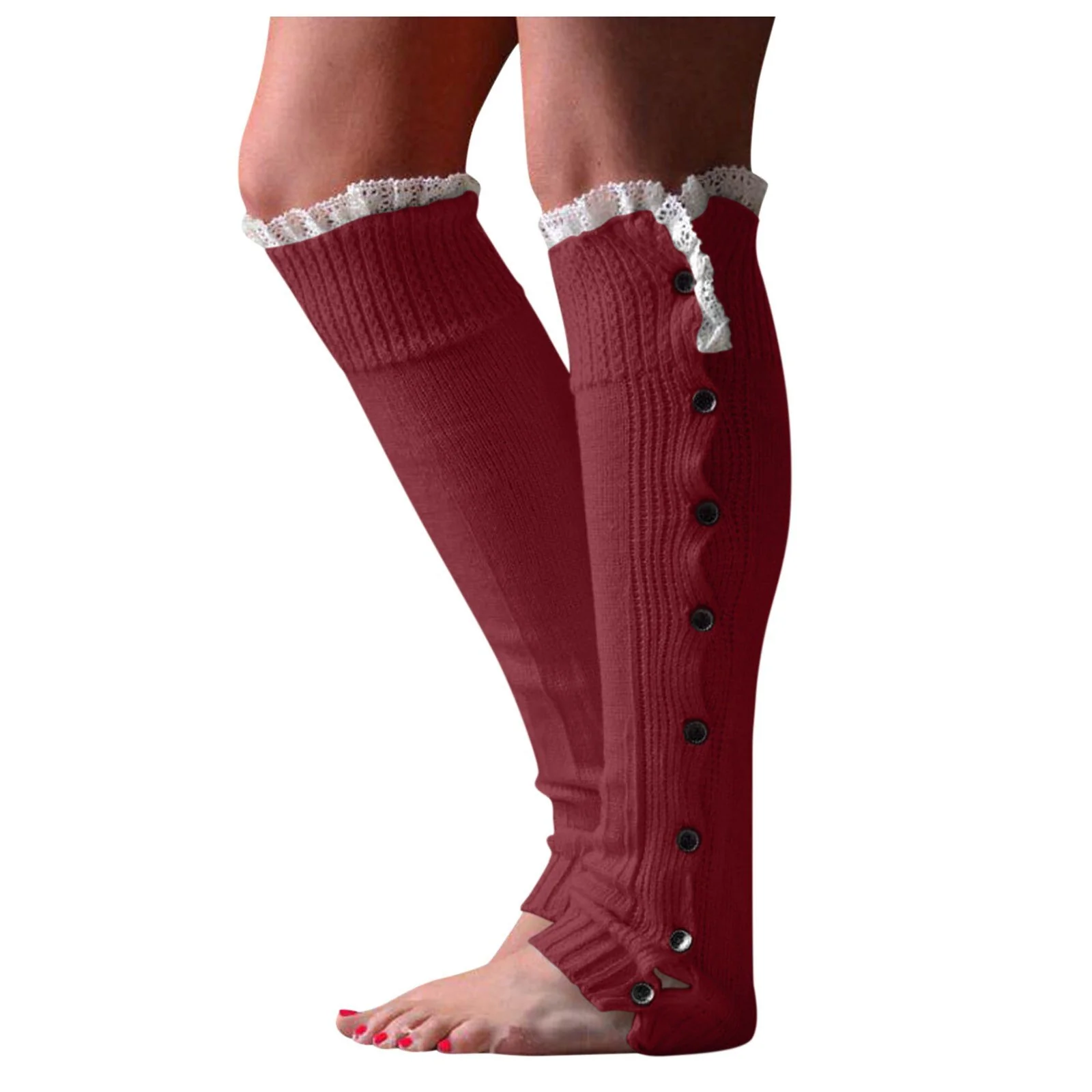 Kawaii Christmas Wool Long Socks Winter Women Over Knee Socks Sexy Thick Thermal Thigh-High Stockings Gaiters Solid color #P5 - Image 10