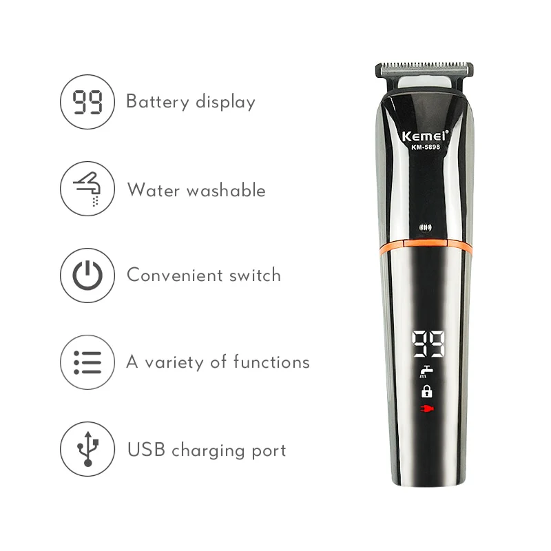 KEMEI Electric Hair Clipper LED Display for Men Professional Hair Trimmer USB Charging Rechargeable Hair Cutting Beard Machine - Image 8
