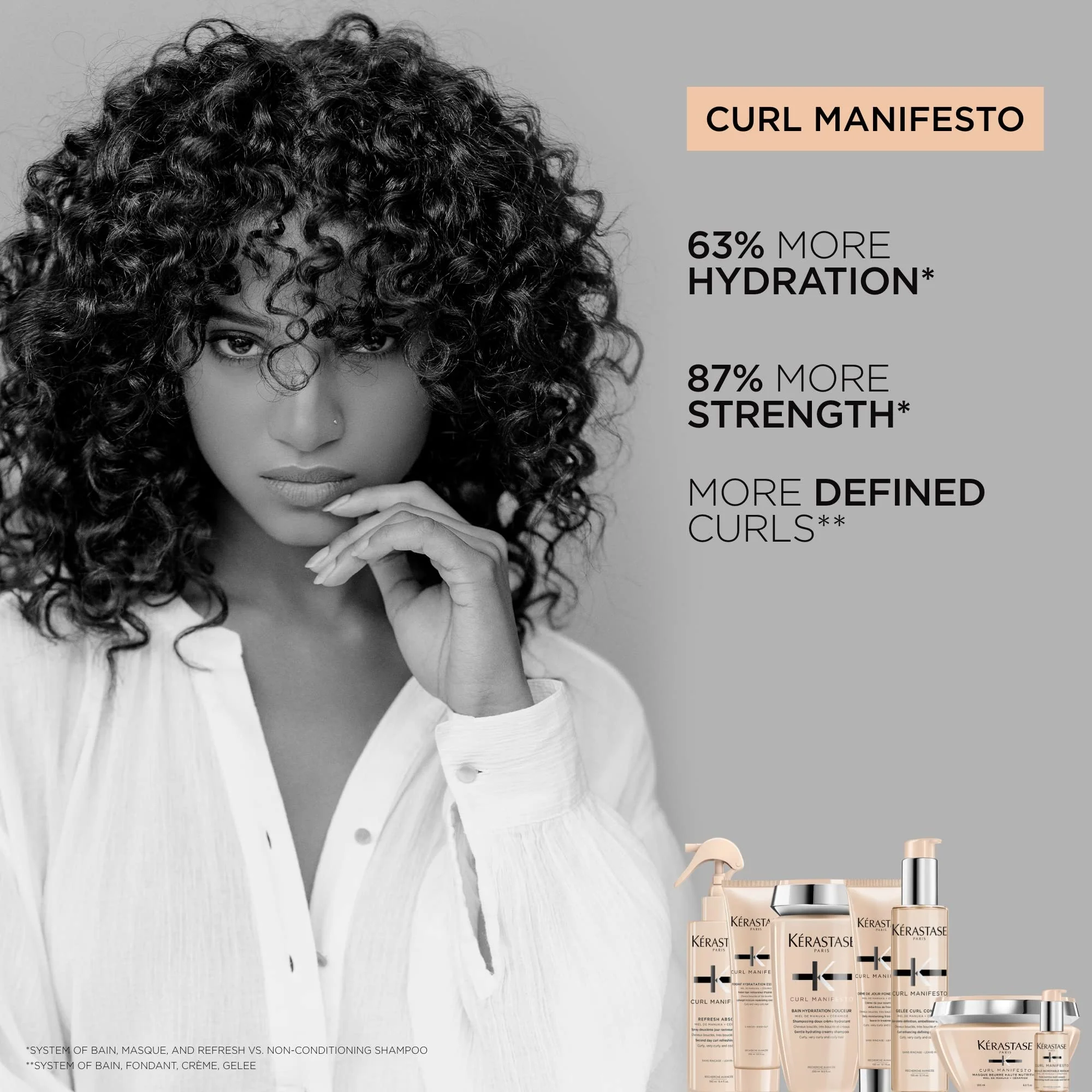 KERASTASE Curl Manifesto Hydratation Douceur Shampoo | Removes Build Up & Hydrates Curls | Softens & Reduces Frizz | For All Wavy, Curly, Very Curly & Coily Hair | 8.5 Fl Oz - Image 5