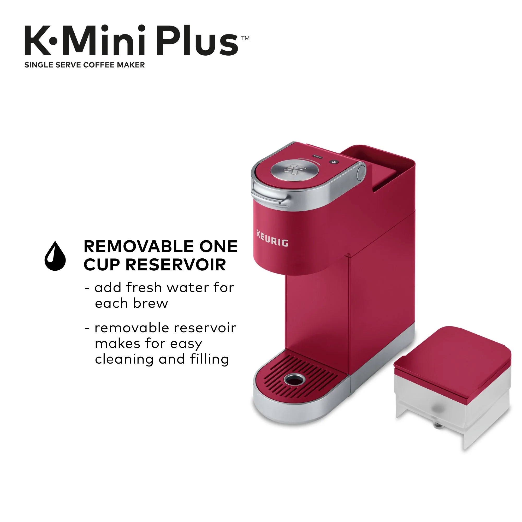 Keurig K-Mini Plus Single Serve K-Cup Pod Coffee Maker, Cardinal Red - Image 3
