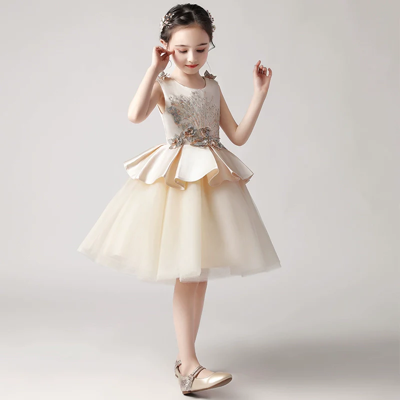 Kids Birthday Dress Princess Dress Girl 2024 New Arrival Western Style Performance Flower Girl Wedding Dress Host Short Skirt Spring and Summer - Image 3