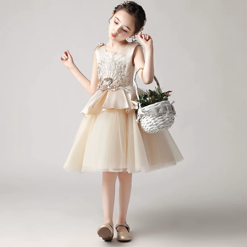 Kids Birthday Dress Princess Dress Girl 2024 New Arrival Western Style Performance Flower Girl Wedding Dress Host Short Skirt Spring and Summer - Image 4