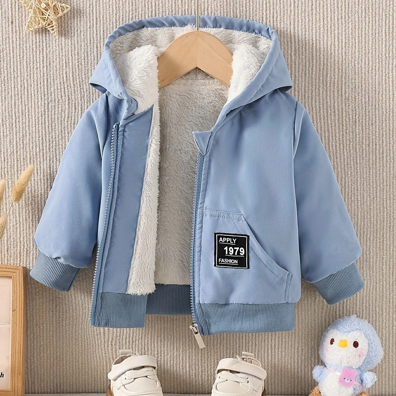 Kids Fleece Lined Warm Hooded Zipper Coat, Toddler Baby's Casual Hoodie Jacket - Image 12