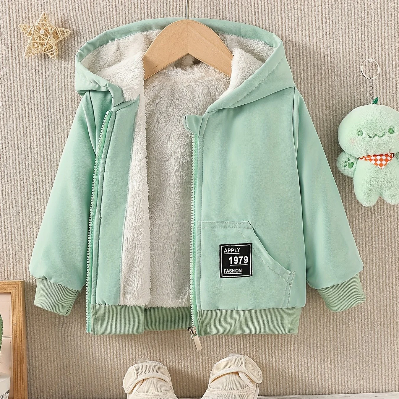 Kids Fleece Lined Warm Hooded Zipper Coat, Toddler Baby's Casual Hoodie Jacket - Image 14