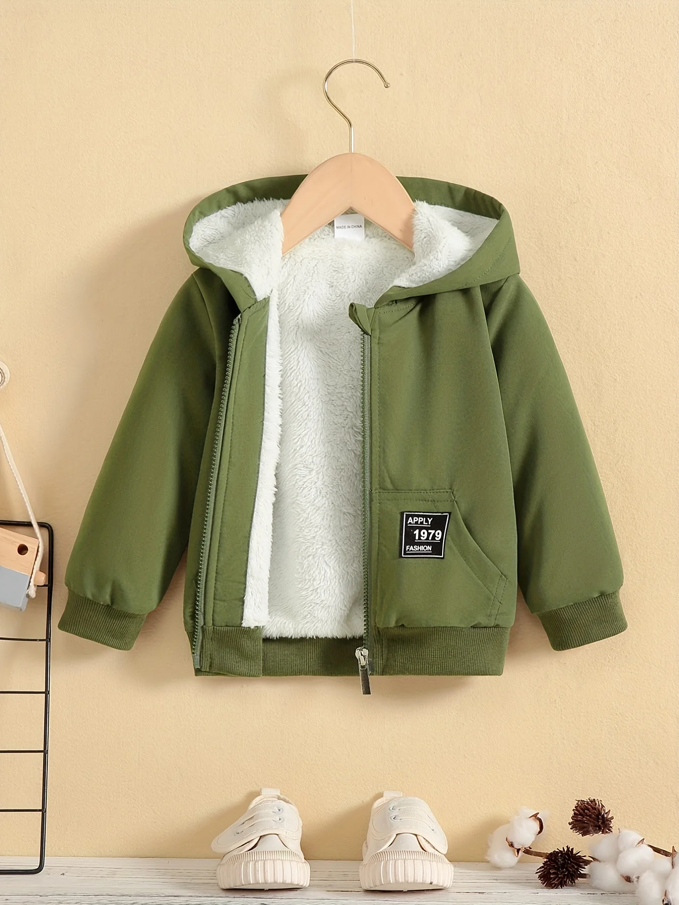 Kids Fleece Lined Warm Hooded Zipper Coat, Toddler Baby's Casual Hoodie Jacket - Image 2