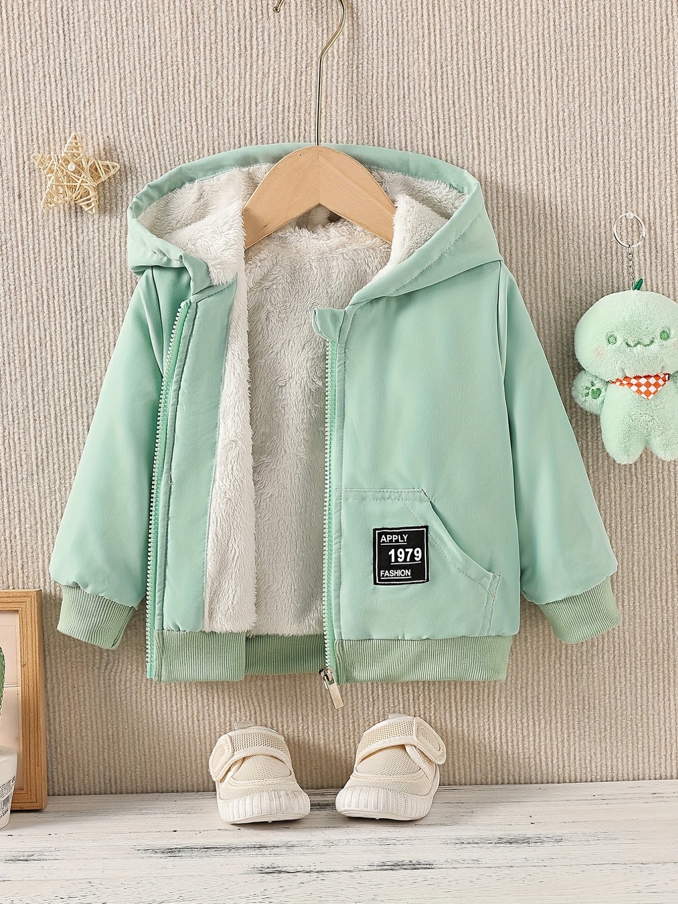 Kids Fleece Lined Warm Hooded Zipper Coat, Toddler Baby's Casual Hoodie Jacket - Image 4