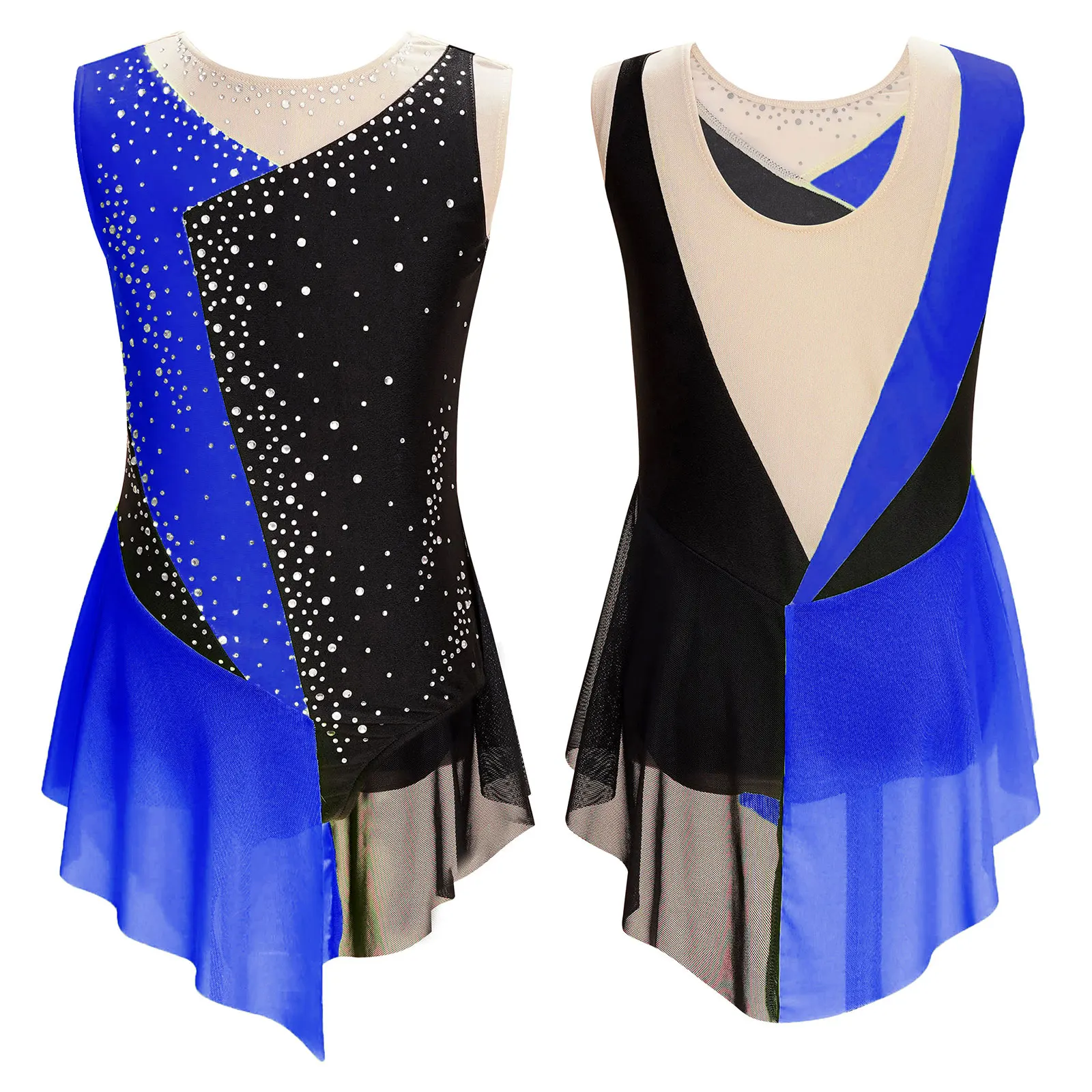 Kids Girls Sleeveless Fringed Bodysuit Moden Latin Jazz Dance Leotard Dress Rhinestones Gymnastics Skating Performance Costumes - Image 11