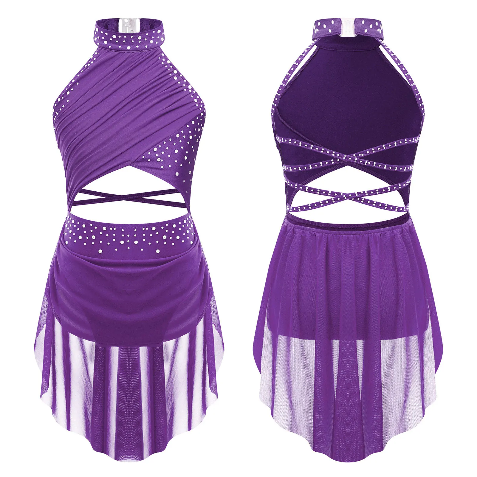 Kids Girls Sleeveless Fringed Bodysuit Moden Latin Jazz Dance Leotard Dress Rhinestones Gymnastics Skating Performance Costumes - Image 12