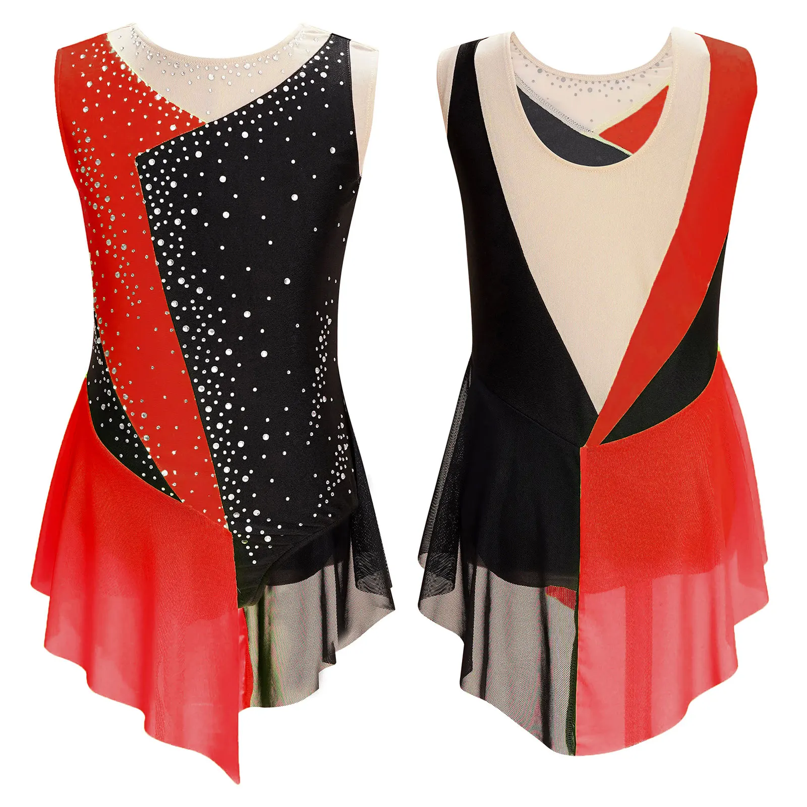 Kids Girls Sleeveless Fringed Bodysuit Moden Latin Jazz Dance Leotard Dress Rhinestones Gymnastics Skating Performance Costumes - Image 15