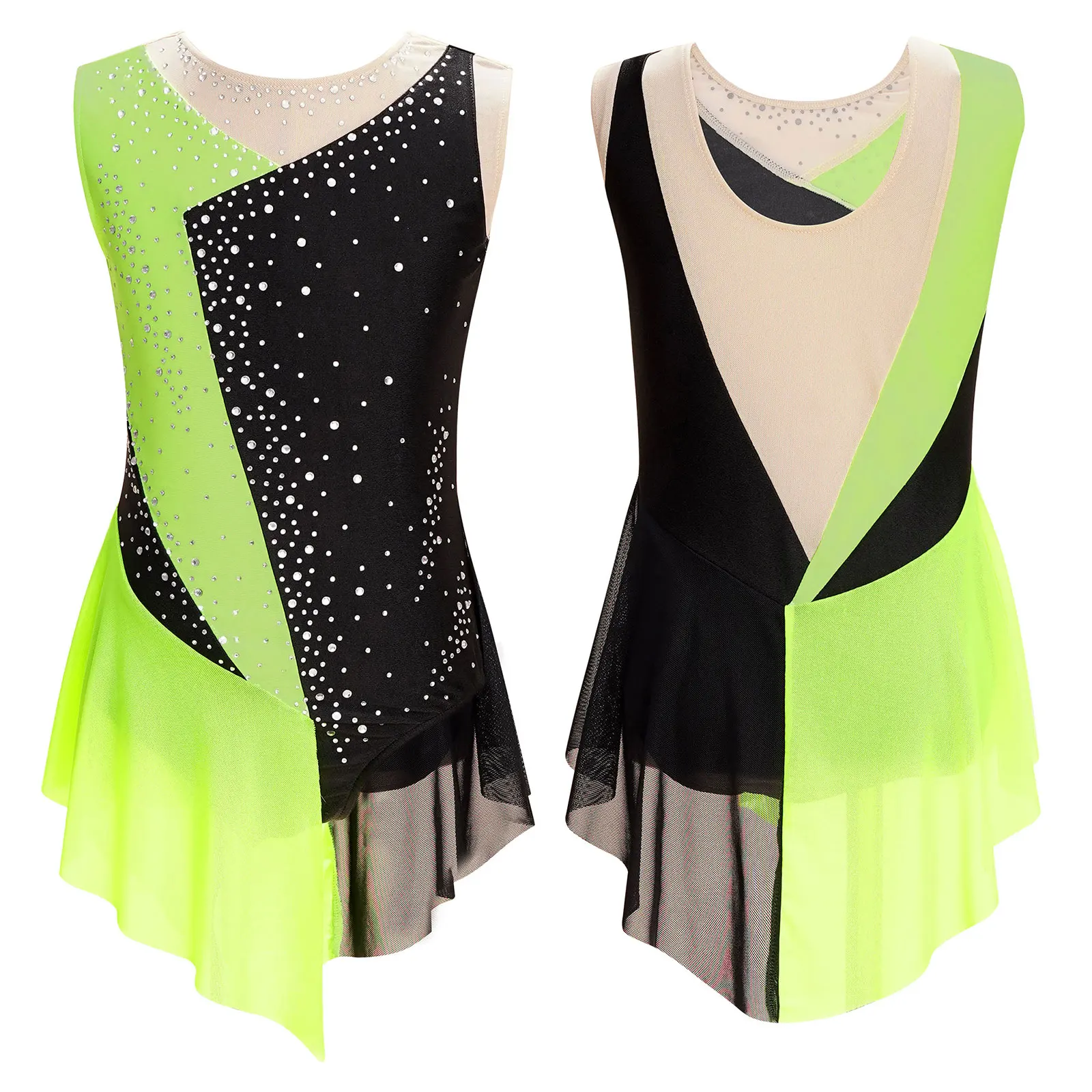 Kids Girls Sleeveless Fringed Bodysuit Moden Latin Jazz Dance Leotard Dress Rhinestones Gymnastics Skating Performance Costumes - Image 17