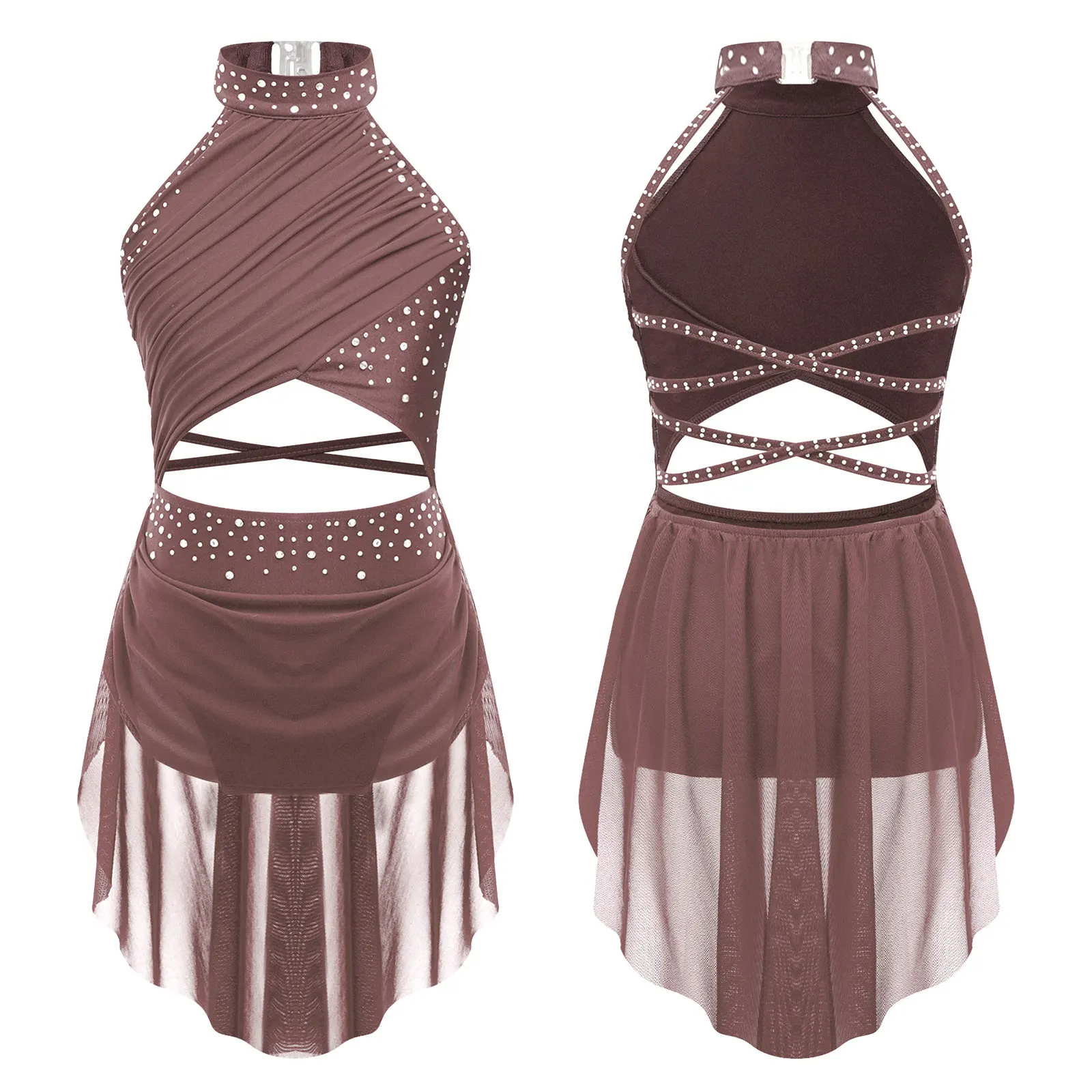 Kids Girls Sleeveless Fringed Bodysuit Moden Latin Jazz Dance Leotard Dress Rhinestones Gymnastics Skating Performance Costumes - Image 18