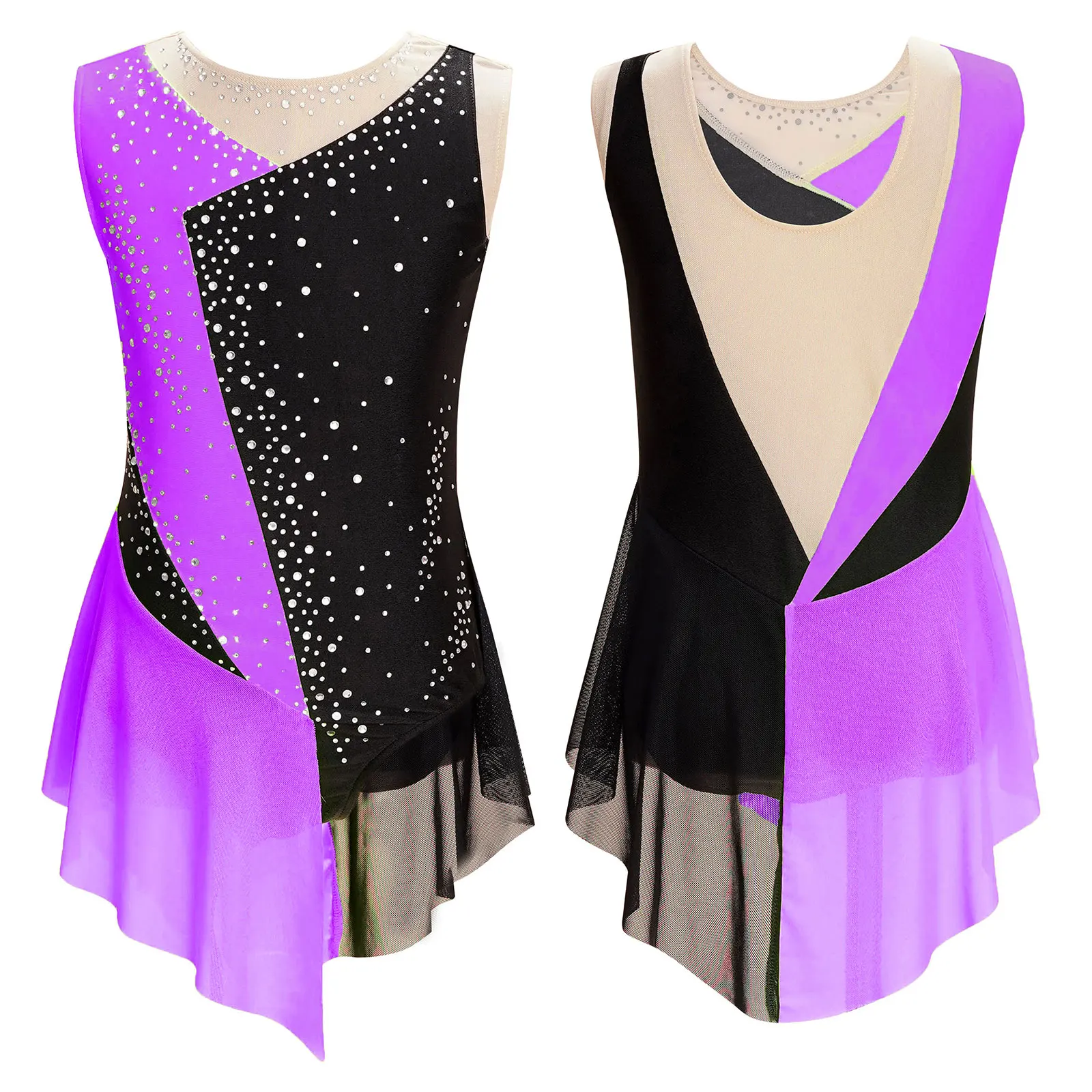 Kids Girls Sleeveless Fringed Bodysuit Moden Latin Jazz Dance Leotard Dress Rhinestones Gymnastics Skating Performance Costumes - Image 22