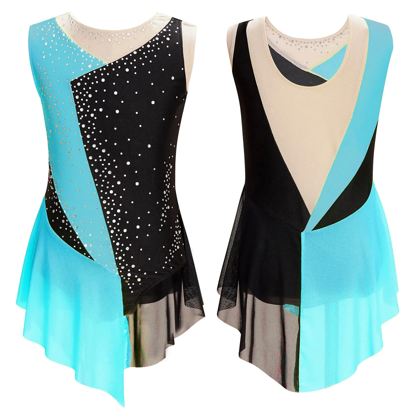 Kids Girls Sleeveless Fringed Bodysuit Moden Latin Jazz Dance Leotard Dress Rhinestones Gymnastics Skating Performance Costumes - Image 23