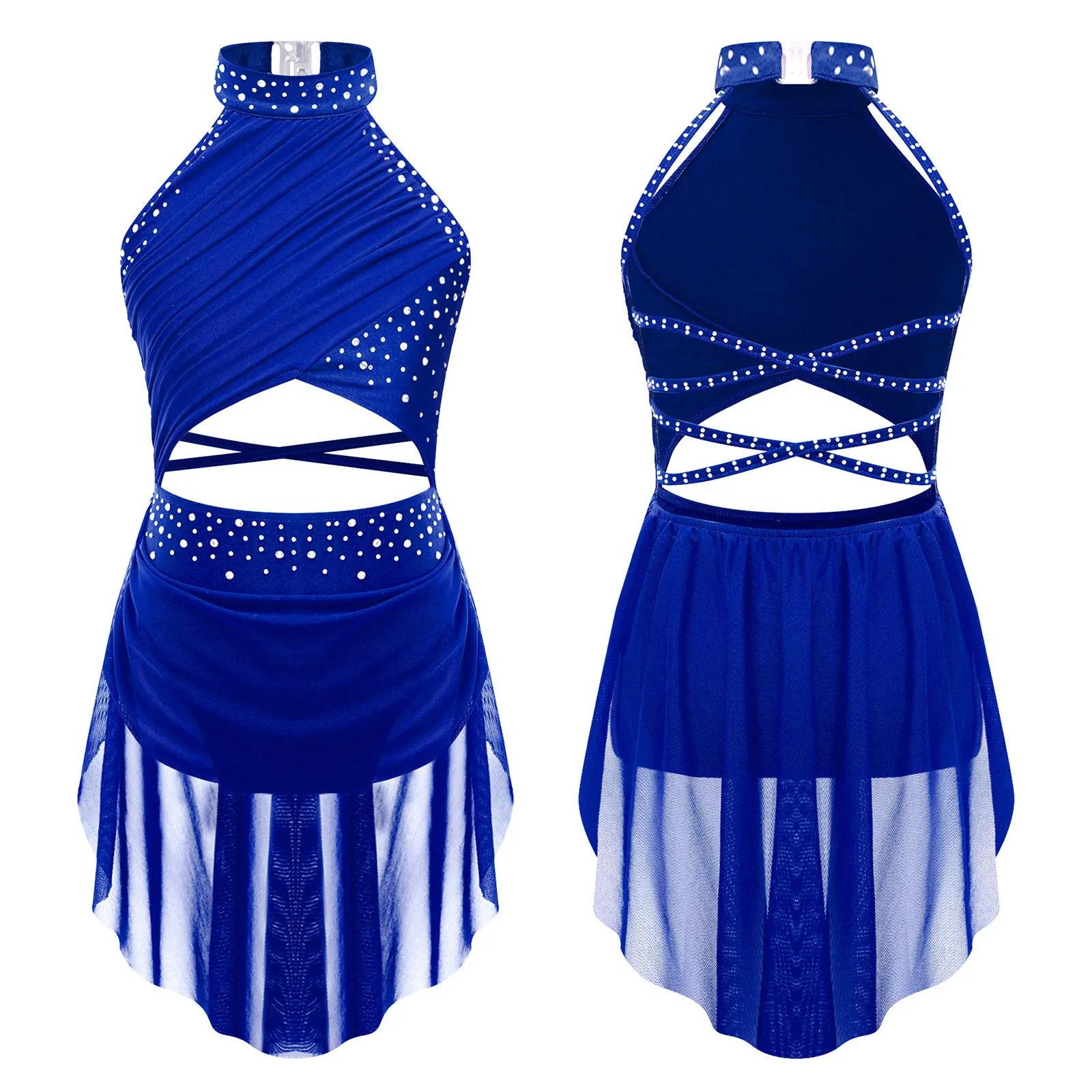 Kids Girls Sleeveless Fringed Bodysuit Moden Latin Jazz Dance Leotard Dress Rhinestones Gymnastics Skating Performance Costumes - Image 8