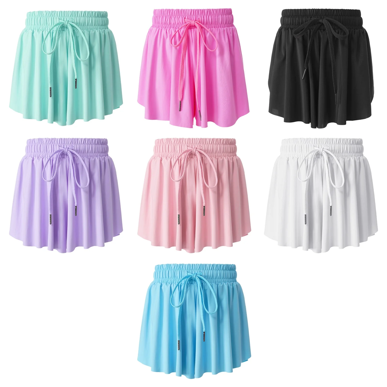Kids Girls Sport Shorts Culottes Summer Loose Chiffon Skirts with Built-in Shorts for Jogging Tennis Badminton Workout Sportwear - Image 10