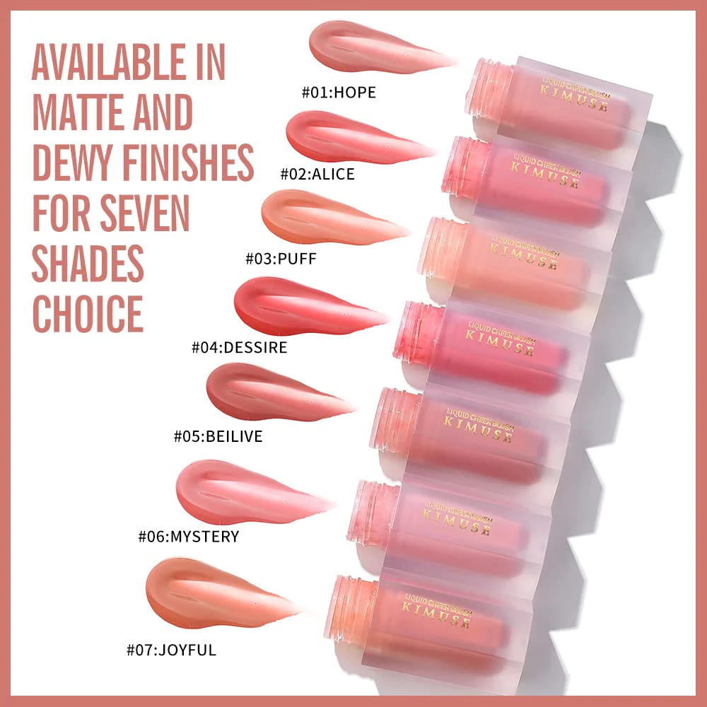 KIMUSE Soft Cream Blush Makeup, Liquid Blush for Cheeks, Weightless, Long-Wearing, Smudge Proof, Natural-Looking, Dewy Finish - Image 2