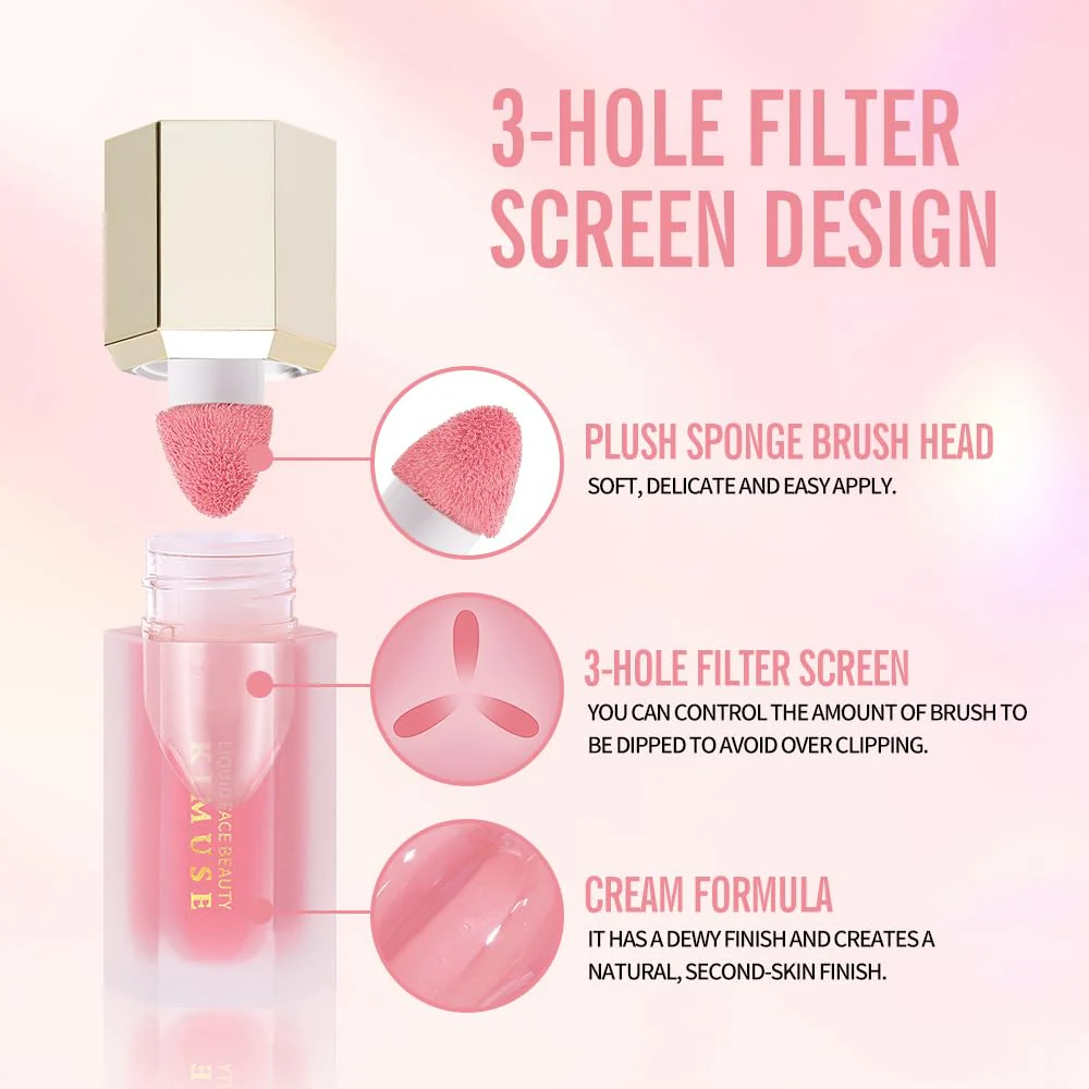KIMUSE Soft Cream Blush Makeup, Liquid Blush for Cheeks, Weightless, Long-Wearing, Smudge Proof, Natural-Looking, Dewy Finish - Image 3