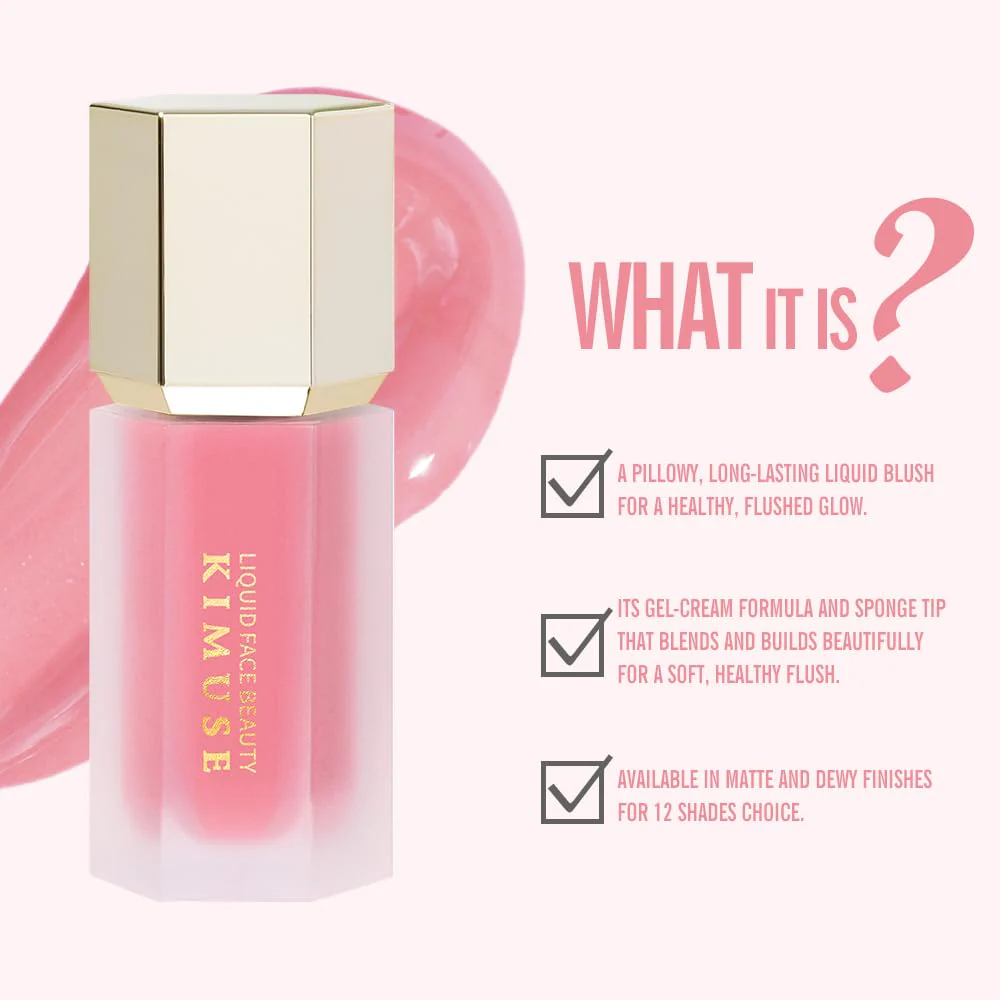 KIMUSE Soft Cream Blush Makeup, Liquid Blush for Cheeks, Weightless, Long-Wearing, Smudge Proof, Natural-Looking, Dewy Finish - Image 6