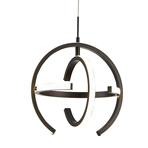 Kinglong Black Modern LED Chandelier, Globe Pendant Light Round 4000K Hanging Light Fixtures for Dining Room Kitchen Island Bedroom Living Room Foyer Stairway - Image 2