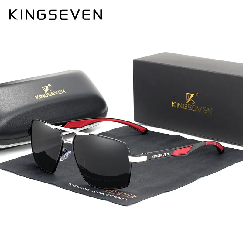 KINGSEVEN Aluminum Men's Sunglasse Polarized Lens Brand Red Design Temples Sun glasses Coating Mirror Glasses Oculos de sol 7719 - Image 6
