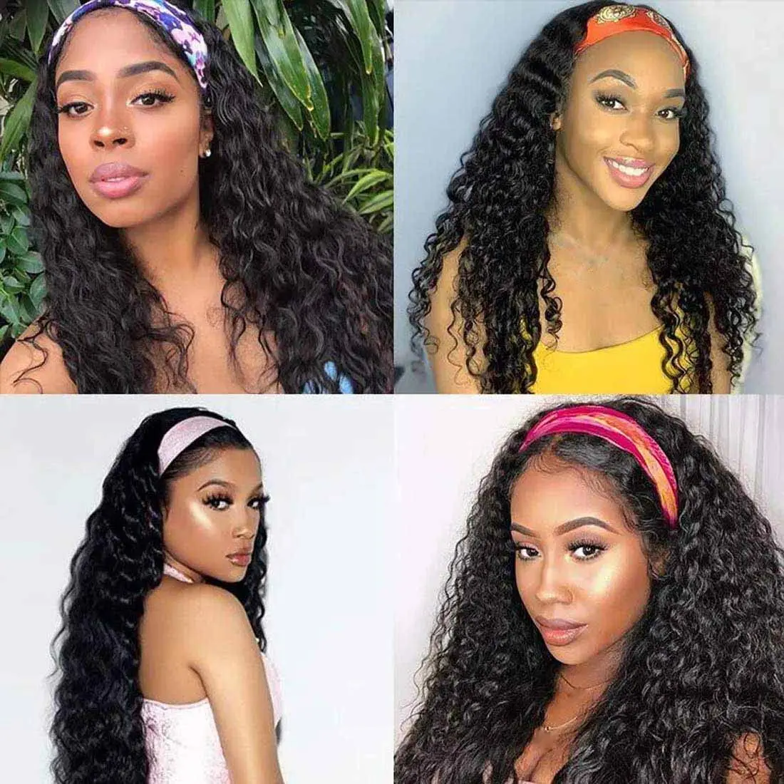 Kinky Curly Headband Human Hair Wig Glueless Wear and Go Headband Wig Human Hair Wig Deep Curly Human Hair Wig for Black Women - Image 5
