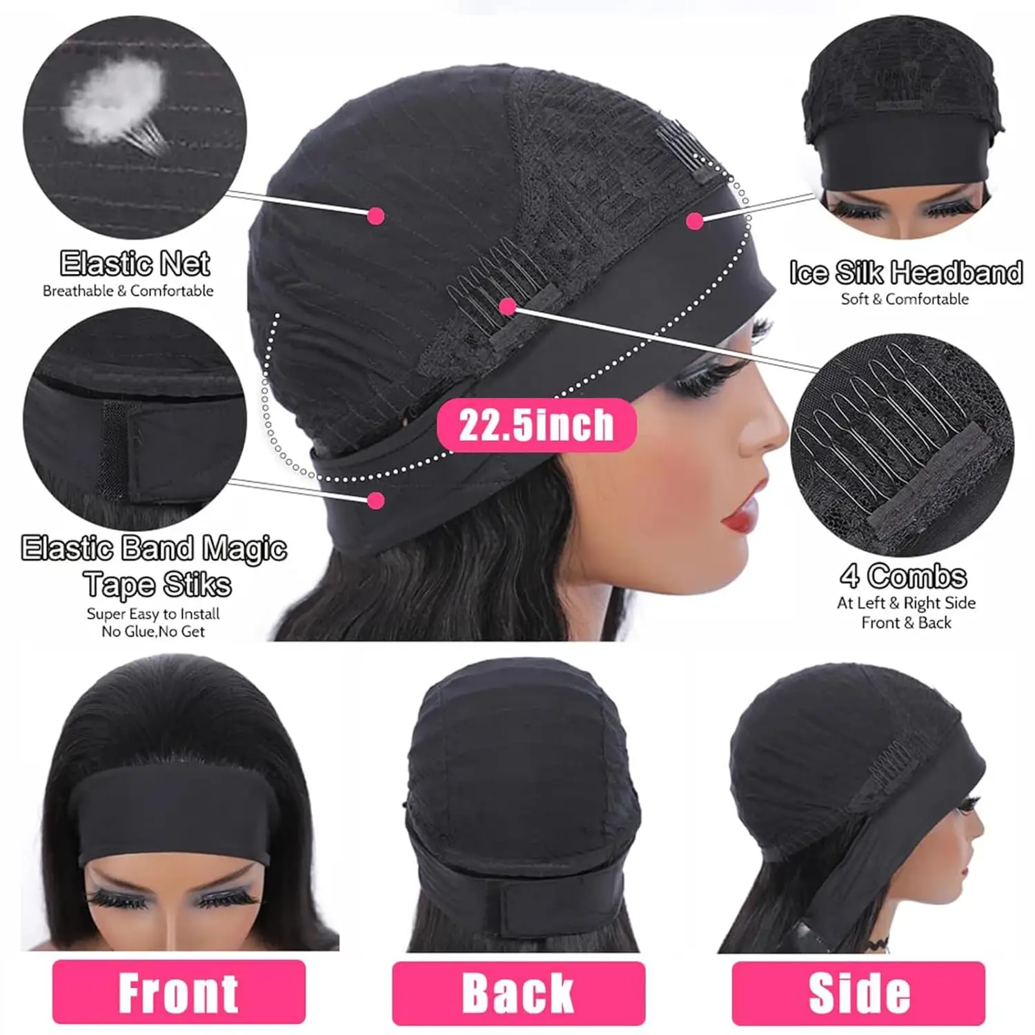 Kinky Curly Headband Human Hair Wig Glueless Wear and Go Headband Wig Human Hair Wig Deep Curly Human Hair Wig for Black Women - Image 6