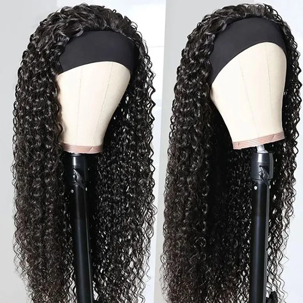 Kinky Curly Headband Human Hair Wig No Glue Brazilian Human Hair Wig Deep Curly Headband Wig for Women Human Hair Wig - Image 3