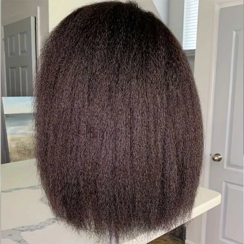 Kinky Straight Short Bob Wig 10-16 - HD Transparent 13x4 Lace Frontal, Glueless Swiss Lace - Pre-Plucked, High Density Natural Hair for Women - Image 7
