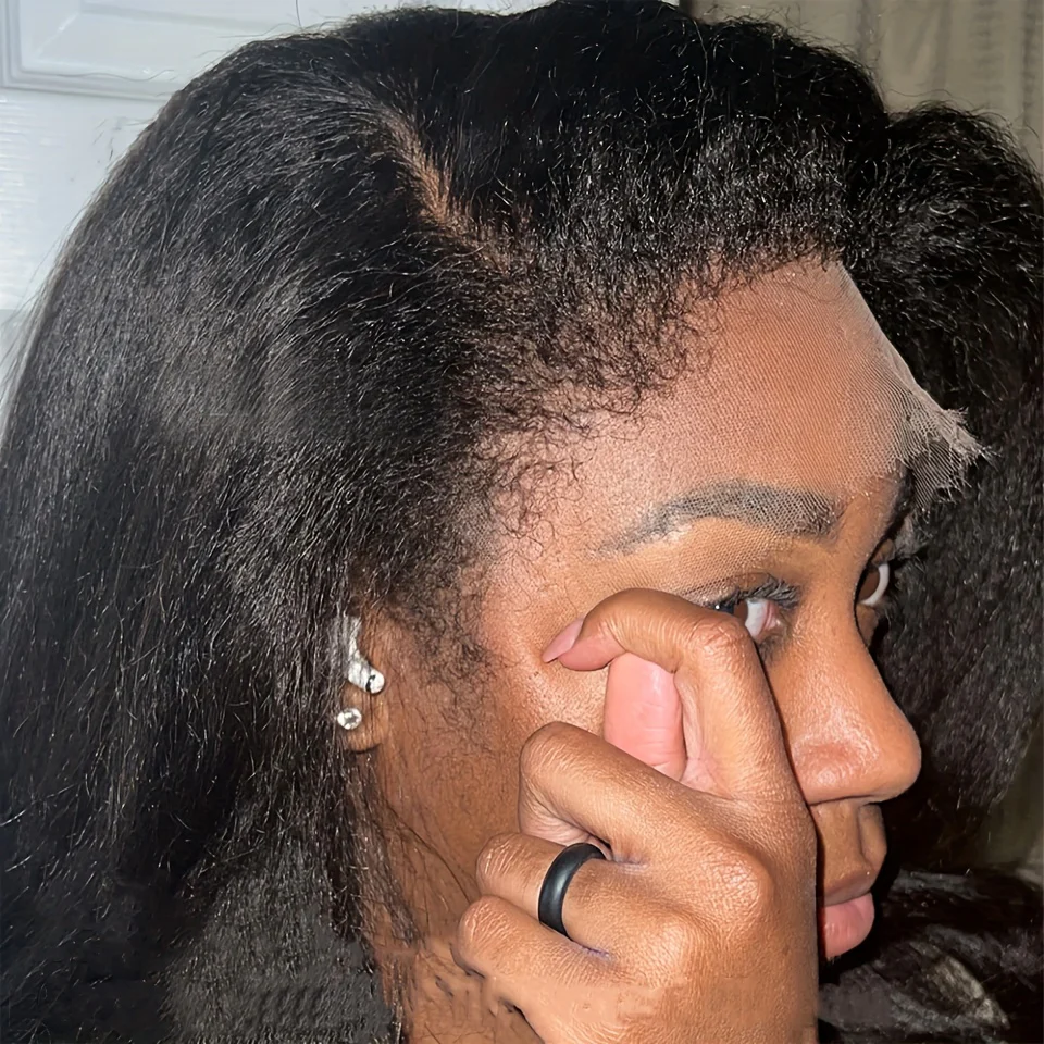 Kinky Straight Short Bob Wig 10-16 - HD Transparent 13x4 Lace Frontal, Glueless Swiss Lace - Pre-Plucked, High Density Natural Hair for Women - Image 2