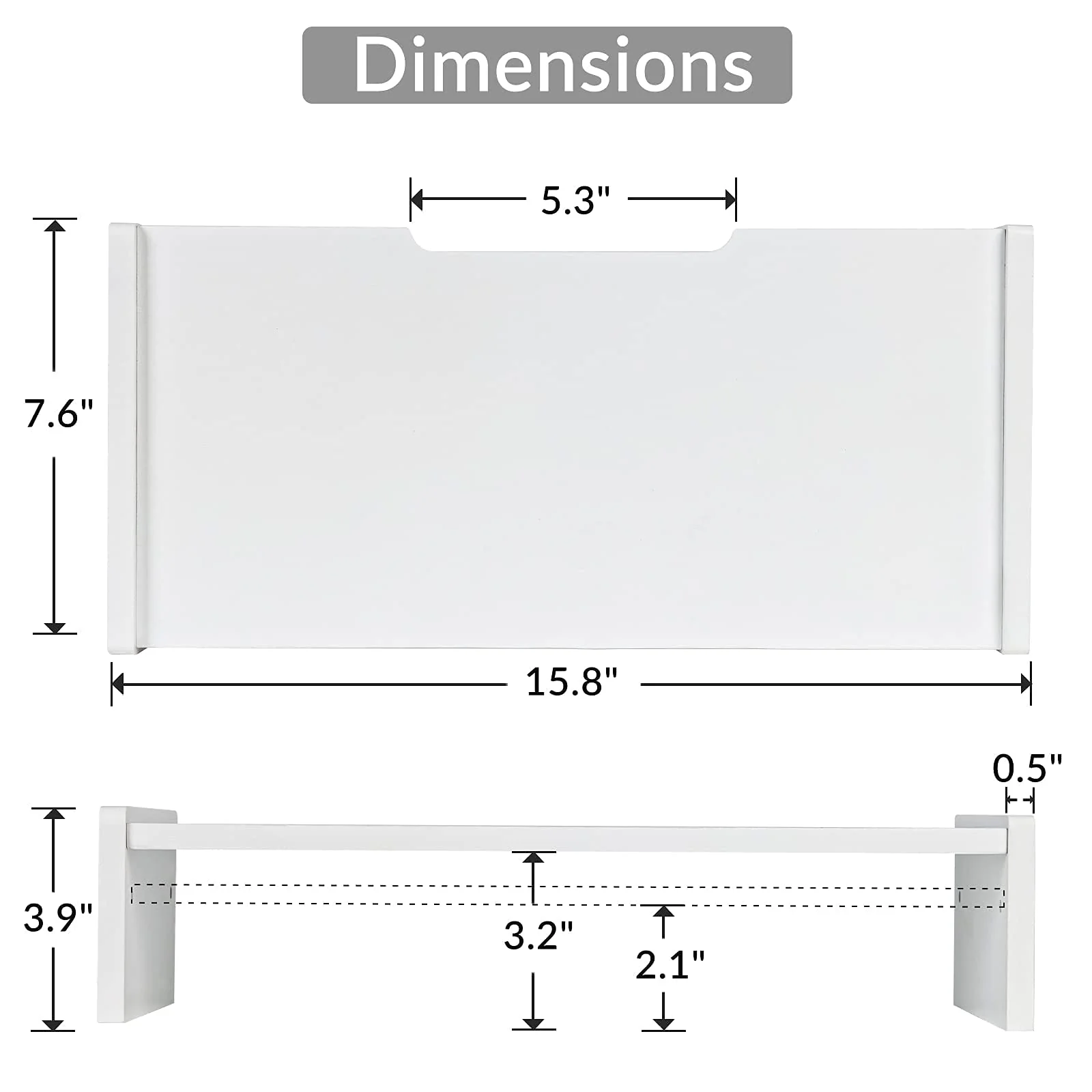 KINLINK Bamboo Monitor Stand Riser, Monitor Riser with 2 Adjustable Height, 15.8 inch Computer Riser for Computer, iMac, PC, Printer, Computer Monitor Stand for Home & Office, White - Image 2