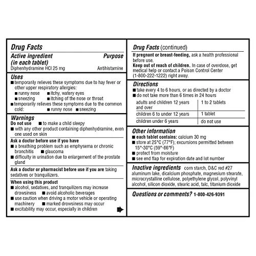 Kirkland Allergy Medicine, Diphenhydramine HCI 25 Milligram 600 Tablets (Pack of 3) - Image 2
