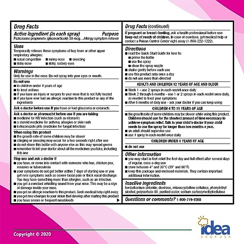 Kirkland Signature Aller-Flo Fluticasone Propionate (Glucocorticoid) 50 mcg, Nasal Allergy Spray (1 Bottle 144 Metered Sprays) Bundle with Exclusive "Allergy Relief" - Better Idea Guide - Image 3
