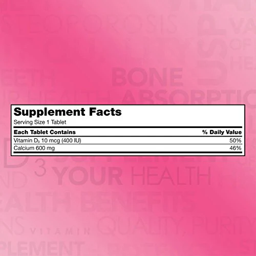 Kirkland Signature Calcium 600 mg. with Vitamin D3, 500 Tablets (2 Pack) - Image 2