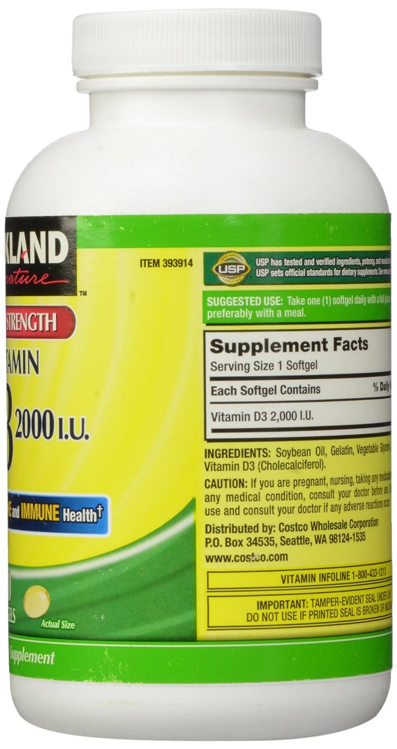 Kirkland Signature Extra Strength D3 50 mcg., 600 Softgels (4 Pack) - Image 7