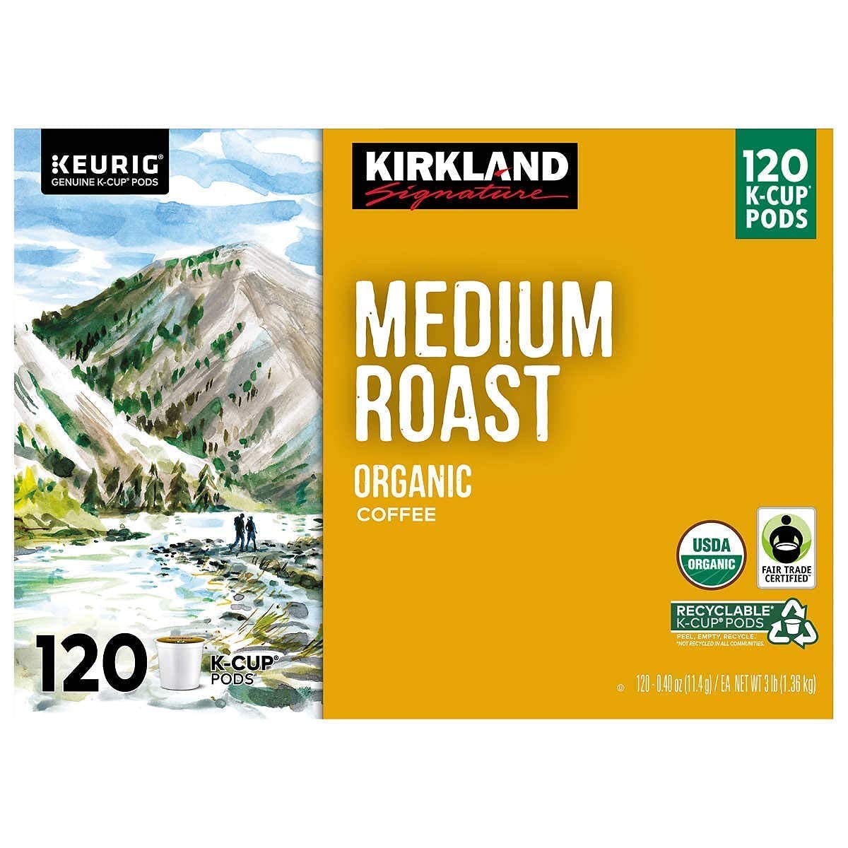 Kirkland Signature Organic Medium Blend Roast, Recyclable K Cup Pods, 3 lb, 120 Count - Image 3