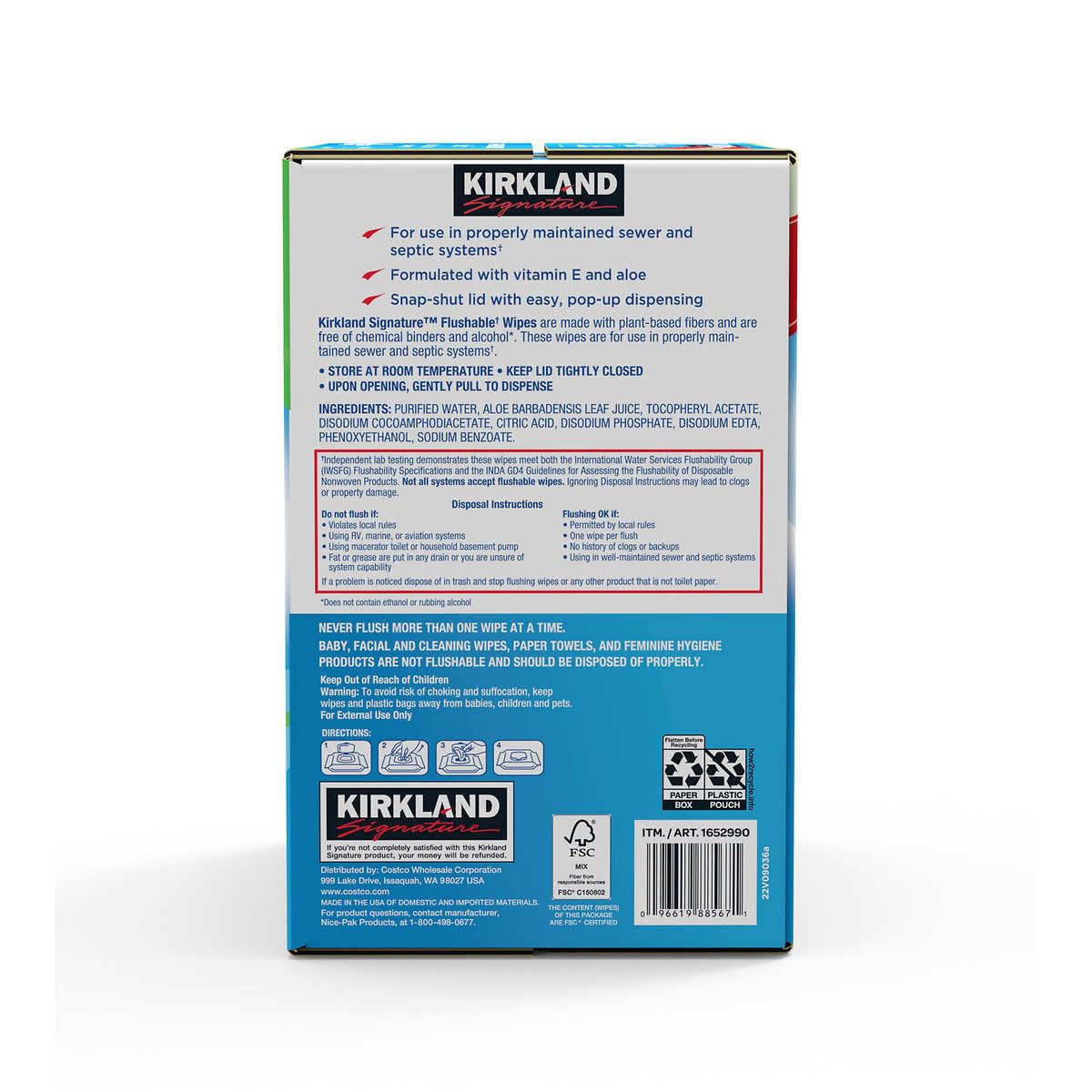 Kirkland Signature Premoistened Flushable Wipes, Fragrance Free, 640 Count - Image 5