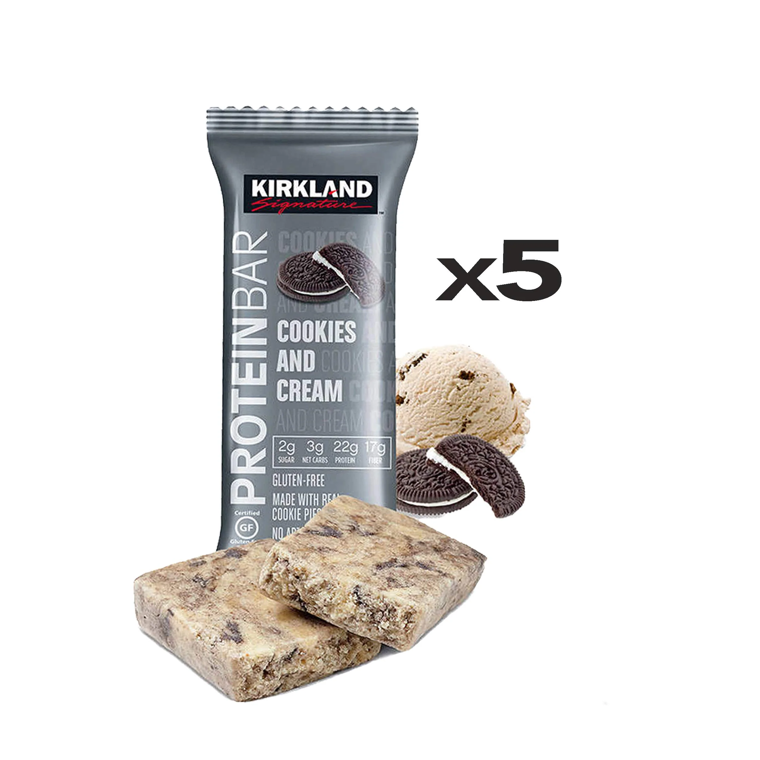Kirkland Signature Protein Bars Variety Pack (20 Count) 5 of Each, All 4 Flavors - Chocolate Chip Cookie Dough, Chocolate Peanut Butter Chunk, Chocolate Brownie, and Cookies & Cream 2.12oz - Image 5