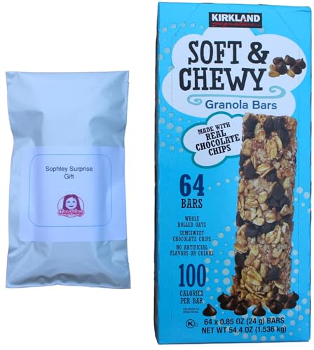 Kirkland Signature Soft & Chewy Chocolate Chip Granola Bars, 0.85 oz, 64 ct Bundled with a Sophley Surprise Gift - Image 2