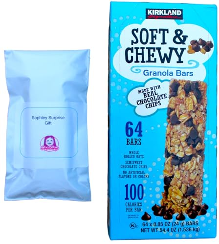 Kirkland Signature Soft & Chewy Chocolate Chip Granola Bars, 0.85 oz, 64 ct Bundled with a Sophley Surprise Gift - Image 3