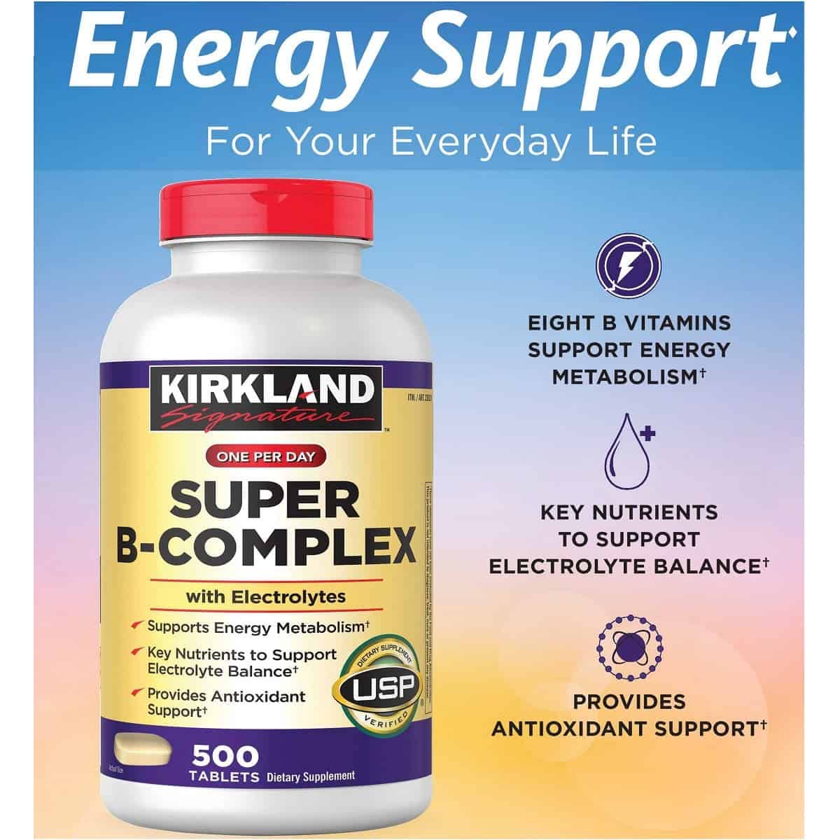 Kirkland Signature – Super B-Complex with Electrolytes 500 Tablets + Vitamin D3 2000IU, 600 Softgels + Vitamin B12 5000mcg, Cherry Flavor, 300 Tablets (Bundle of 3 Units Total) - Image 7