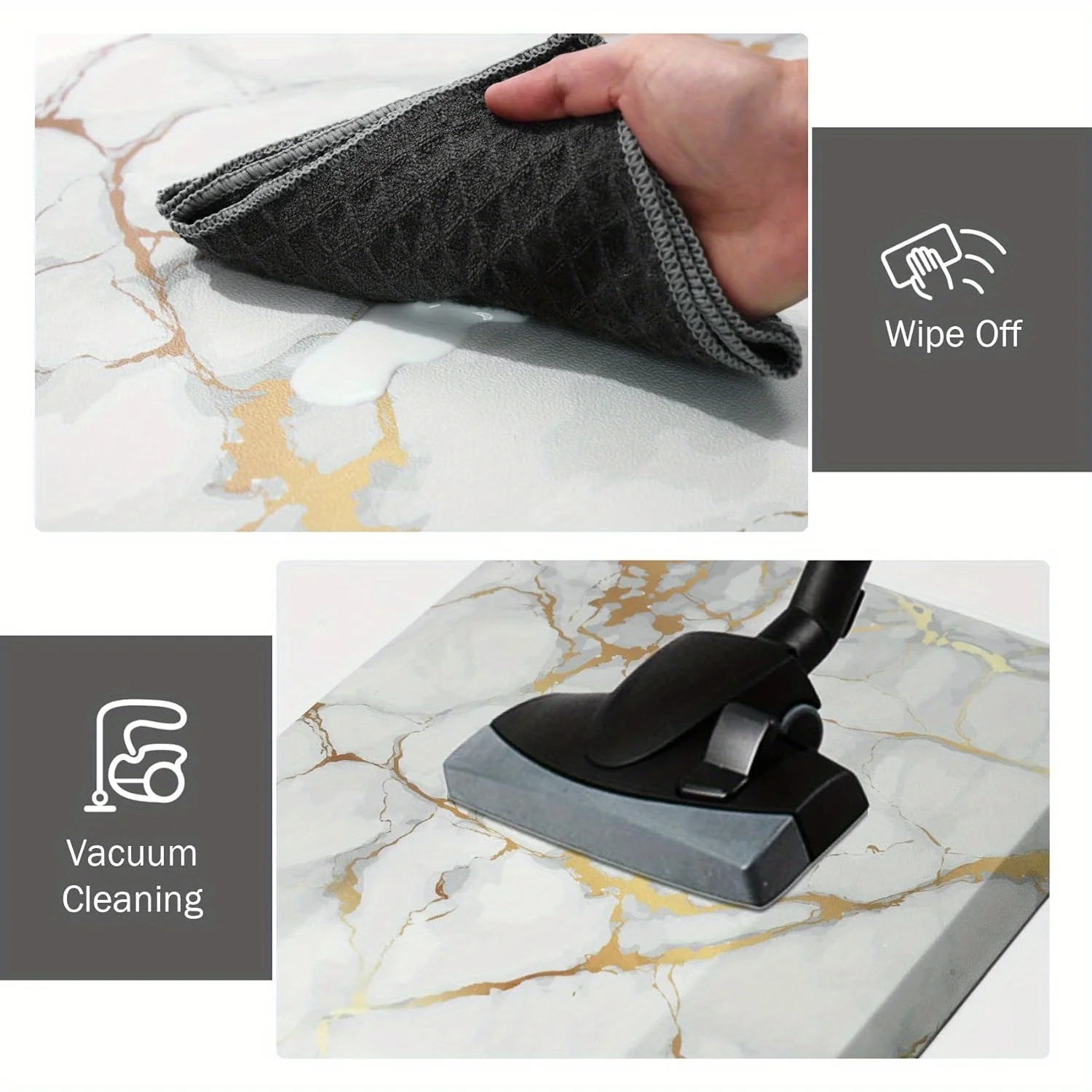 Kitchen Mat, 1/2 Inch Thick Anti Fatigue Kitchen Rugs and Mats Cushioned Kitchen Floor Mat Non-Skid Kitchen Mats for Standing Desk Office Sink 17.3"x39", White - Image 2