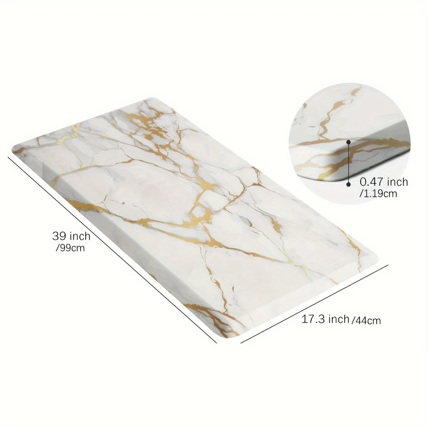 Kitchen Mat, 1/2 Inch Thick Anti Fatigue Kitchen Rugs and Mats Cushioned Kitchen Floor Mat Non-Skid Kitchen Mats for Standing Desk Office Sink 17.3"x39", White - Image 3