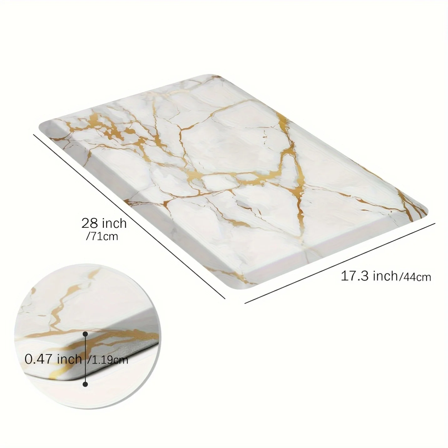 Kitchen Mat, 1/2 Inch Thick Anti Fatigue Kitchen Rugs and Mats Cushioned Kitchen Floor Mat Non-Skid Kitchen Mats for Standing Desk Office Sink 17.3"x39", White - Image 4