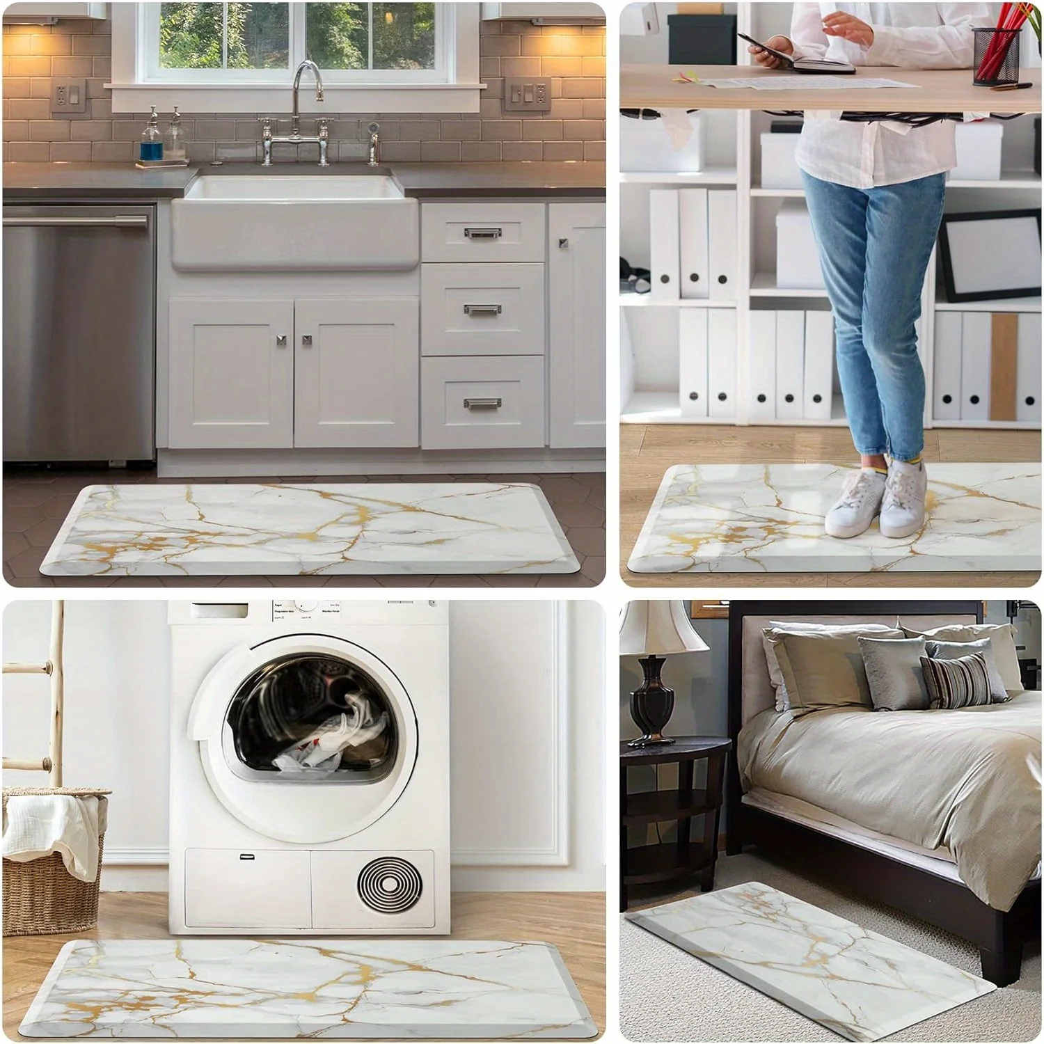 Kitchen Mat, 1/2 Inch Thick Anti Fatigue Kitchen Rugs and Mats Cushioned Kitchen Floor Mat Non-Skid Kitchen Mats for Standing Desk Office Sink 17.3"x39", White - Image 7