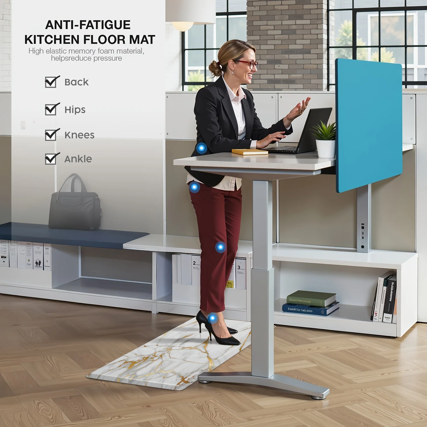 Kitchen Mat, 1/2 Inch Thick Anti Fatigue Kitchen Rugs and Mats Cushioned Kitchen Floor Mat Non-Skid Kitchen Mats for Standing Desk Office Sink 17.3"x39", White - Image 9
