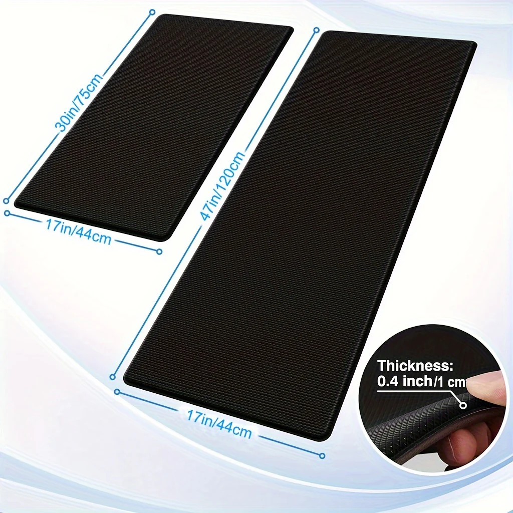 Kitchen Mat [2 PCS] Cushioned Anti-Fatigue Kitchen Rug, Waterproof Non-Slip Kitchen Mats and Rugs Heavy Duty PVC Ergonomic Comfort Foam Rug for Kitchen, Floor Home, Office, Sink, Laundry, black - Image 2