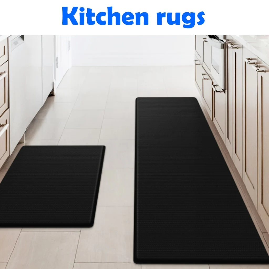 Kitchen Mat [2 PCS] Cushioned Anti-Fatigue Kitchen Rug, Waterproof Non-Slip Kitchen Mats and Rugs Heavy Duty PVC Ergonomic Comfort Foam Rug for Kitchen, Floor Home, Office, Sink, Laundry, black - Image 4