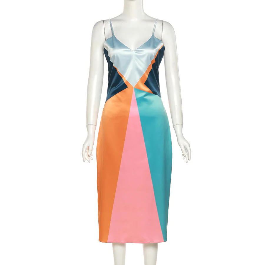 Kliou K22D22776 Fashion sexy elegant party new dress Sling printed deep V sleeveless dress Maxi dress ladies - Image 6