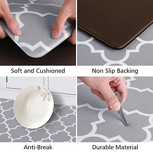 KMAT Kitchen Mat [2 PCS] Cushioned Anti-Fatigue Kitchen Rug, Waterproof Non-Slip Kitchen Mats and Rugs Heavy Duty PVC Ergonomic Comfort Foam Rug for Kitchen, Floor Home, Office, Sink, Laundry,Grey - Image 5